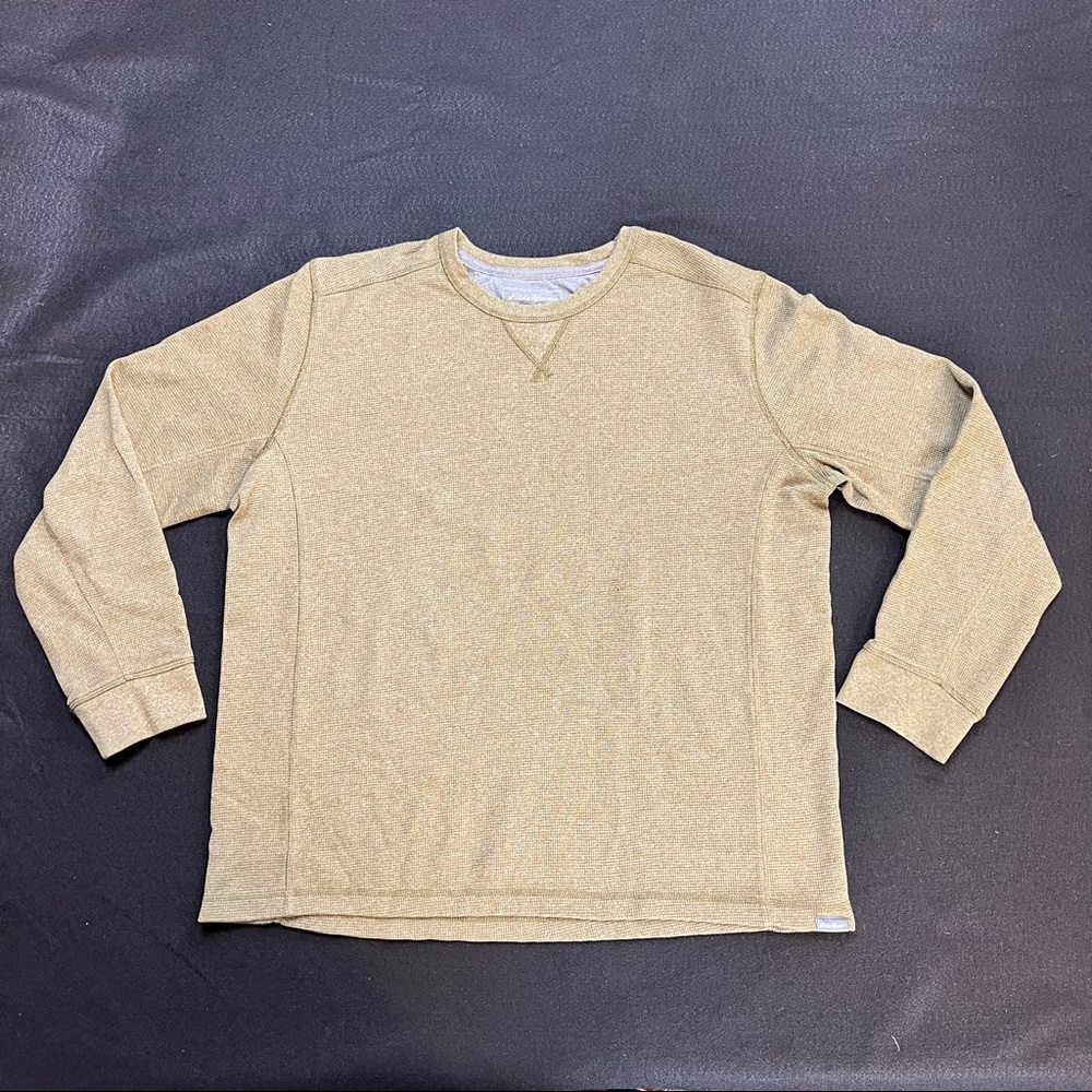 Eddie Bauer Shirt Mens XL Green Thermal Waffle Long Sleeve Crew Neck Warm